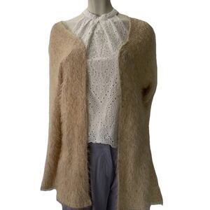 Some Days Lovin Fuzzy Pink Cardigan Eyelash Open Front‎ Sweater  Women's Small